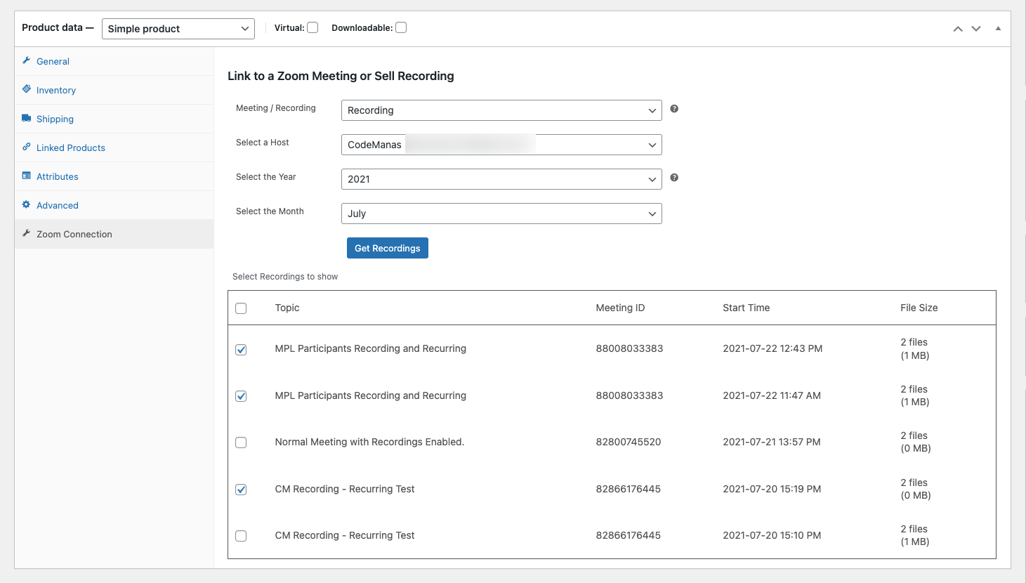 Retrieve and Select Recrodings