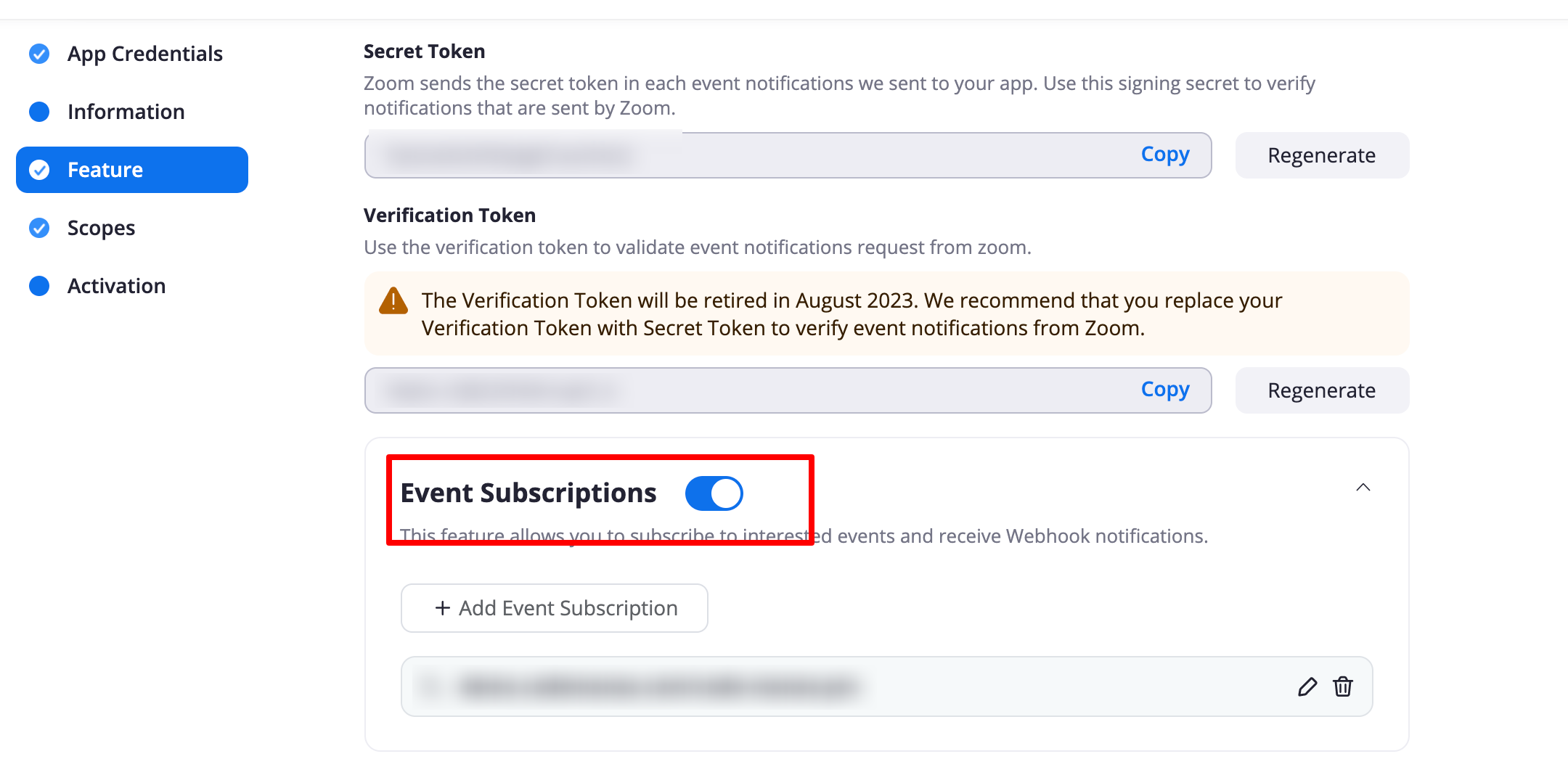 Event Subscriptions